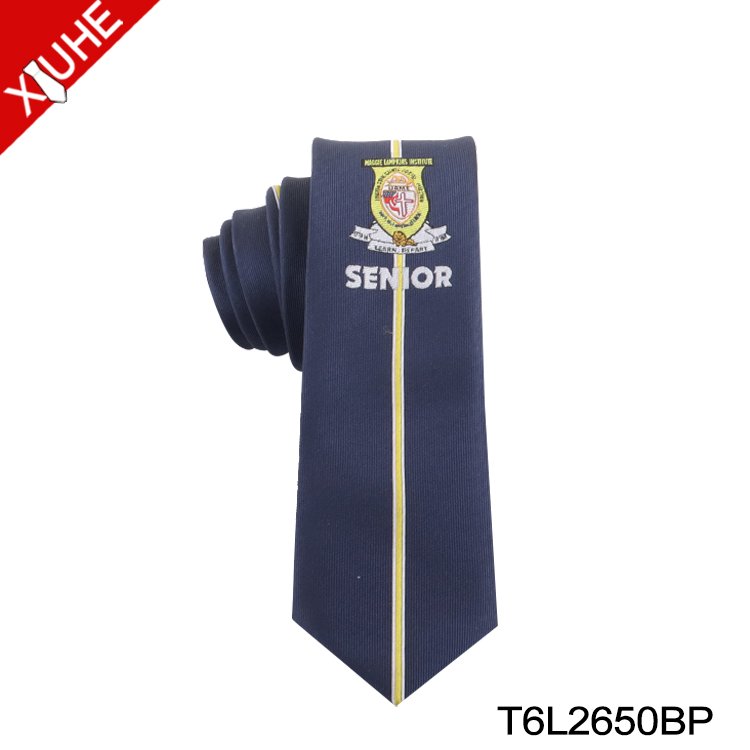 Slim Ties Woven School Uniform Student Ties Mens Custom Polyester Logo Necktie