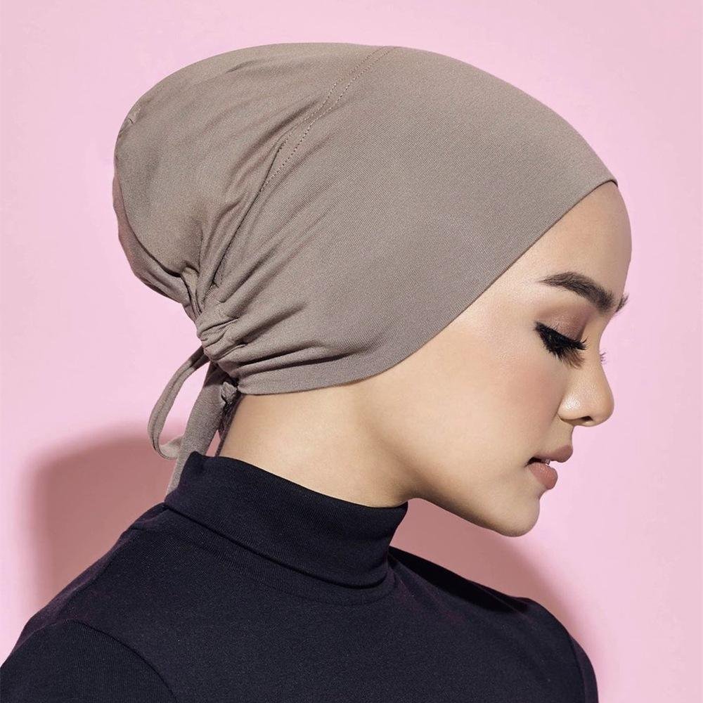 Sharut 27 Colors Modal Cotton Hijabs Elastic Tie Back Inner Caps Plain Underscarf Adjustable Elasticity Jersey Hijab Undearcap