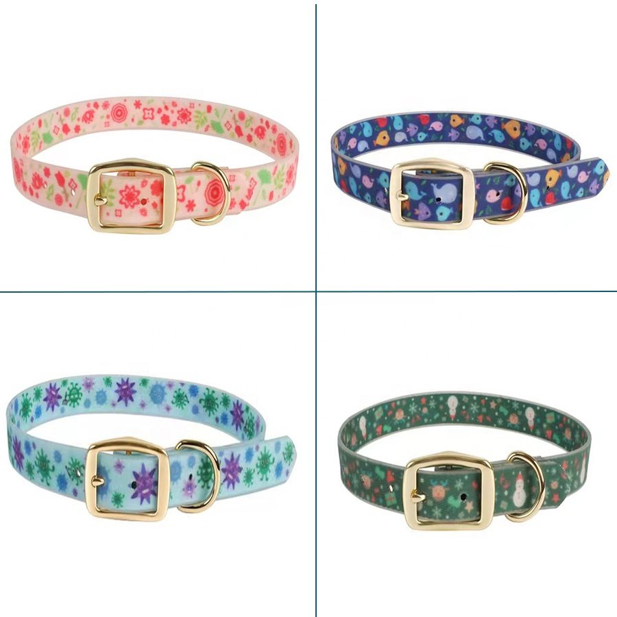Personalized Durable release buckle Silicone Waterproof Easy to Clean colorful PVC Dog Collar and Leash Set Coated With webbing