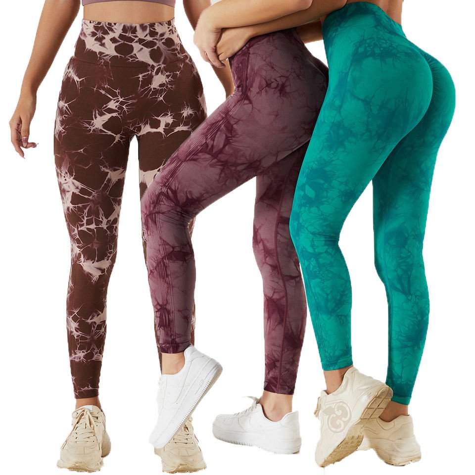 Tummy Control Fitness Seamless Marble Tie Dye Scrunch Back Yoga Leggings