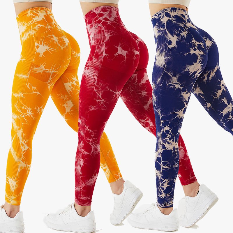 Tummy Control Fitness Seamless Marble Tie Dye Scrunch Back Yoga Leggings