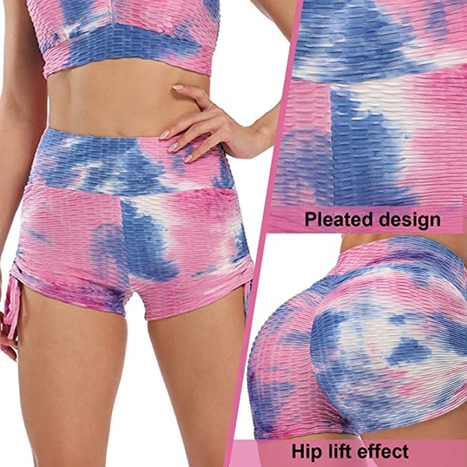 Butt Lifting Yoga Shorts for Woman Clothing Solid Color Tummy Control Leggings Bubble Textured Scrunch Ruched Running Shorts