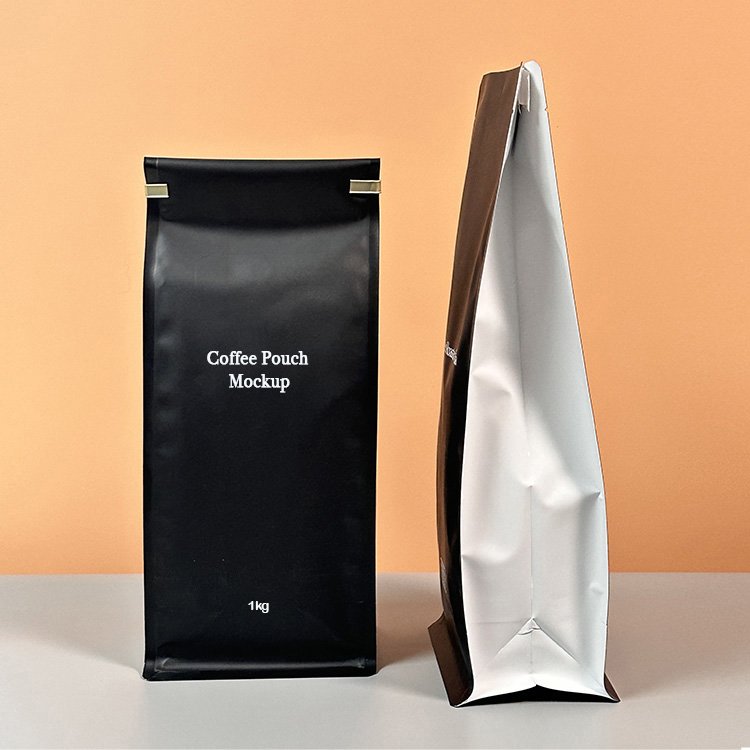 Wholesale 500g 1kg Black Empty Flat Bottom Coffee Bags With Valve And Tin Tie Aluminum Foil Coffee Beans Packaging Pouch