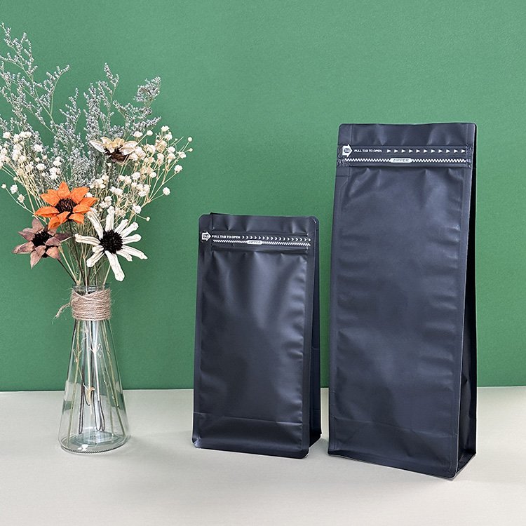 Wholesale 500g 1kg Black Empty Flat Bottom Coffee Bags With Valve And Tin Tie Aluminum Foil Coffee Beans Packaging Pouch
