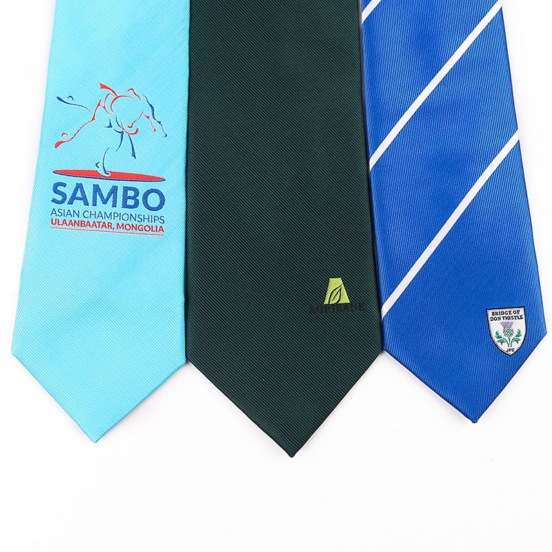 Custom Skinny Cheap School Uniform Ties With Logo Neckties Mens Polyester Company Private Label