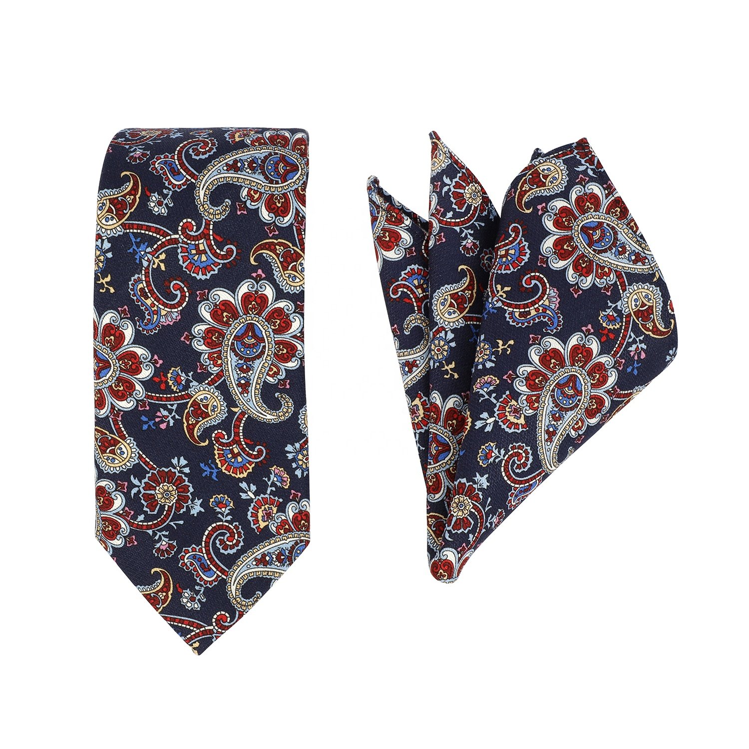 Wholesale Men Neck Tie Pocket Square Vintage Floral Fashion Polyester Customized Set Necktie With Pocket Square Hanky