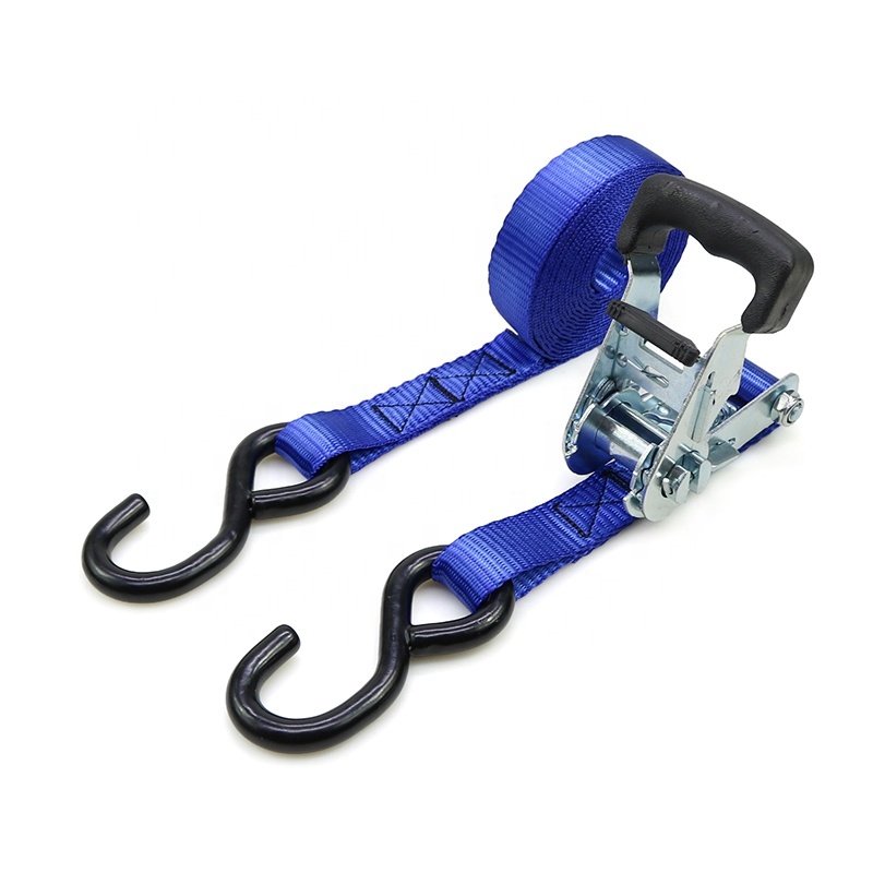 27mm Heavy Duty Lashing Belt Rubber Ratchet Tie Down Straps 1500kg With Hook