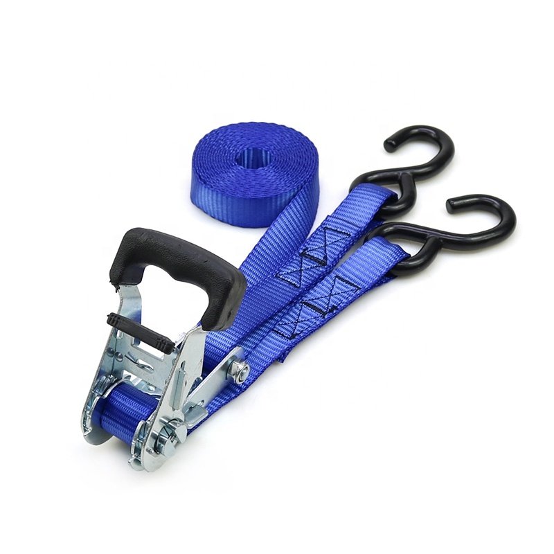 27mm Heavy Duty Lashing Belt Rubber Ratchet Tie Down Straps 1500kg With Hook