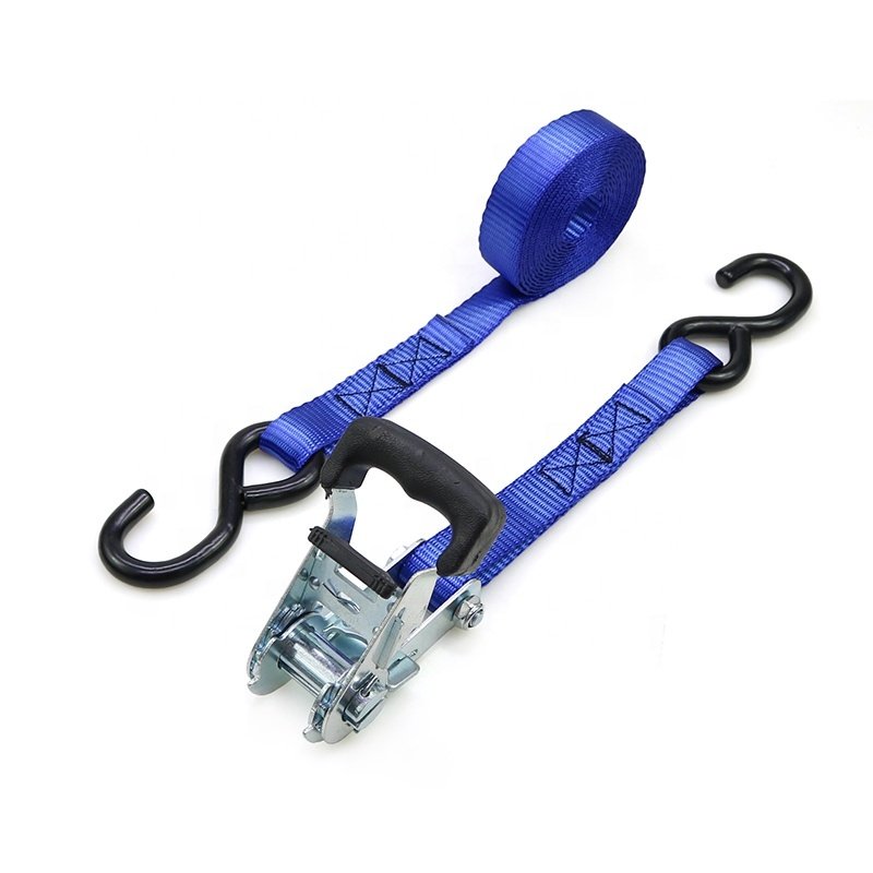 27mm Heavy Duty Lashing Belt Rubber Ratchet Tie Down Straps 1500kg With Hook