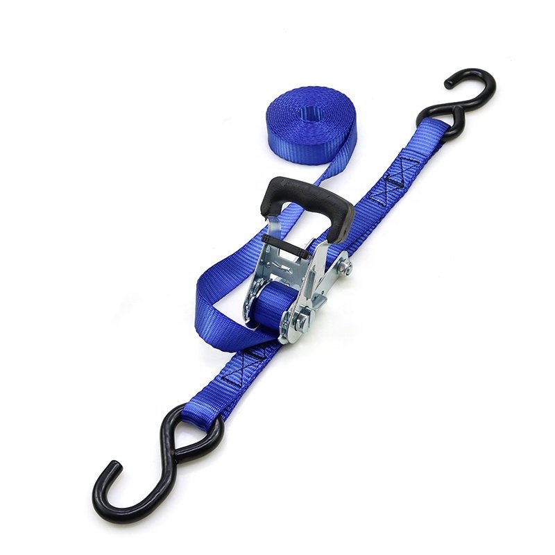 27mm Heavy Duty Lashing Belt Rubber Ratchet Tie Down Straps 1500kg With Hook