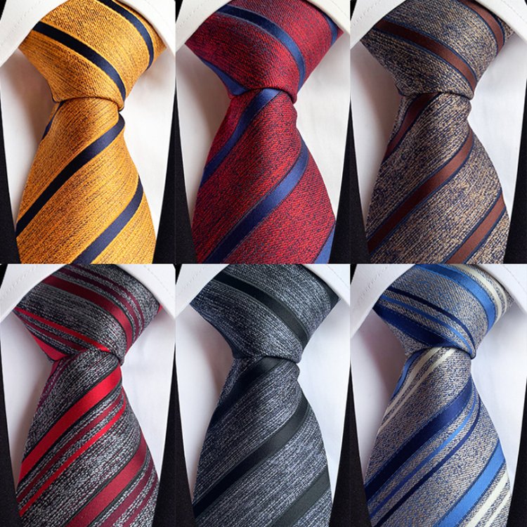 Casual Corbatas Hombres Striped Neck Ties For Men Polyester Woven Necktie Custom Logo Necktie