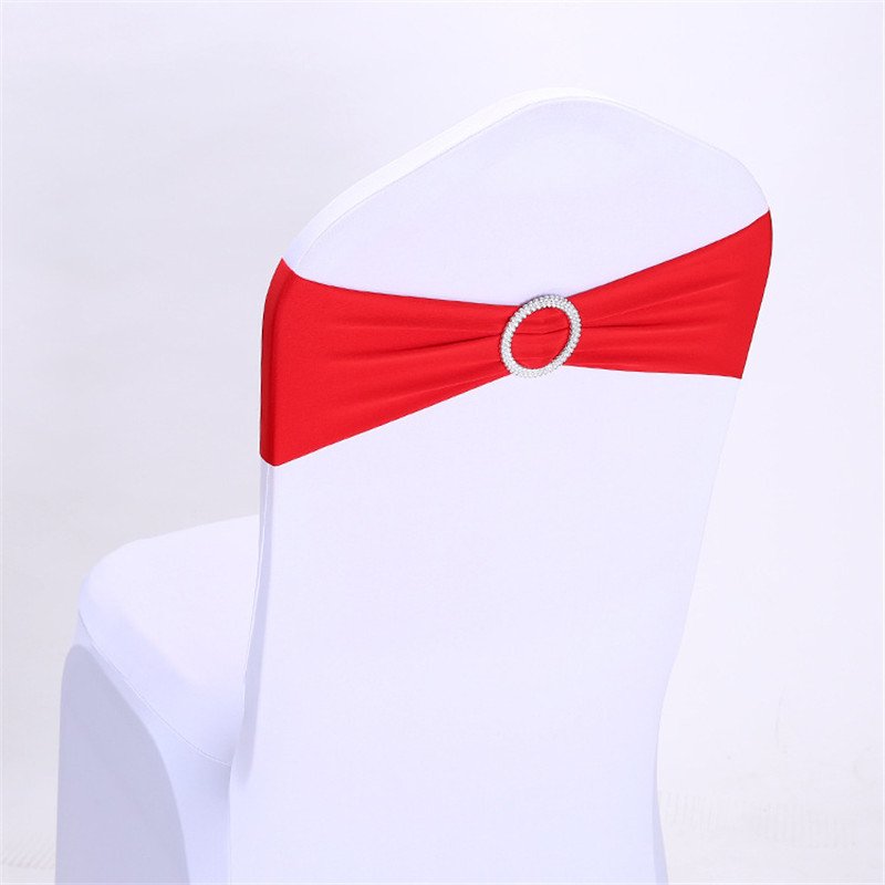 Stretch Chair Sashes Bows Elastic Chair Cover Bands Ties with Buckle Slider for Wedding Party Reception Events