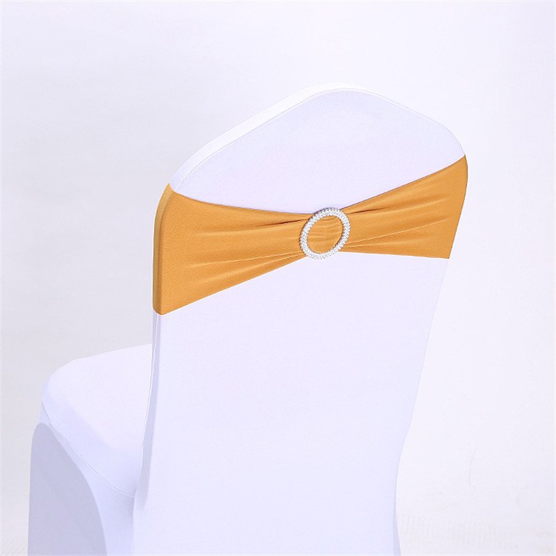 Stretch Chair Sashes Bows Elastic Chair Cover Bands Ties with Buckle Slider for Wedding Party Reception Events