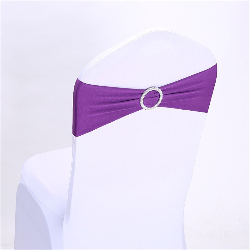 Stretch Chair Sashes Bows Elastic Chair Cover Bands Ties with Buckle Slider for Wedding Party Reception Events