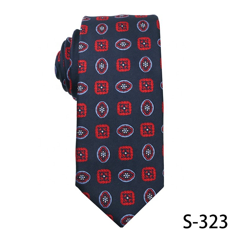 Navy Blue And Red Micro Fibre Necktie 100% Polyester Ties For Men Floral Neck Tie Paisley and Striped
