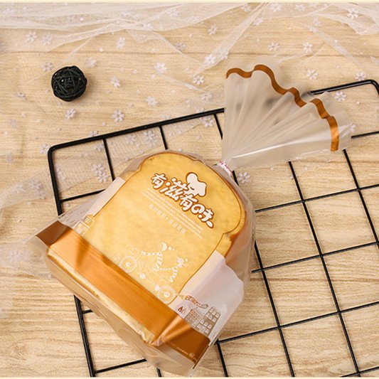 Tin tie seal heat cutting Custom logo printed transparent sliced bread packing PP bags for bakery