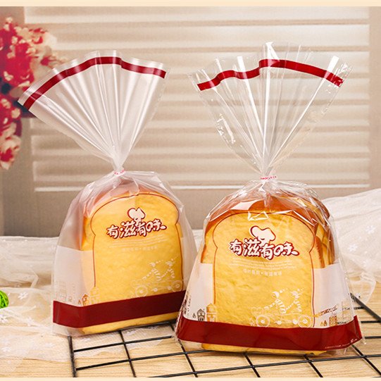 Tin tie seal heat cutting Custom logo printed transparent sliced bread packing PP bags for bakery