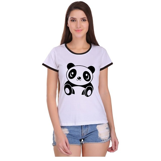 Dark Green Custom Printed T-Shirts Women Pure Cotton Jersey Plus Sizes Simple Threaded Neck Daily Casual Wear Logo Online Sale