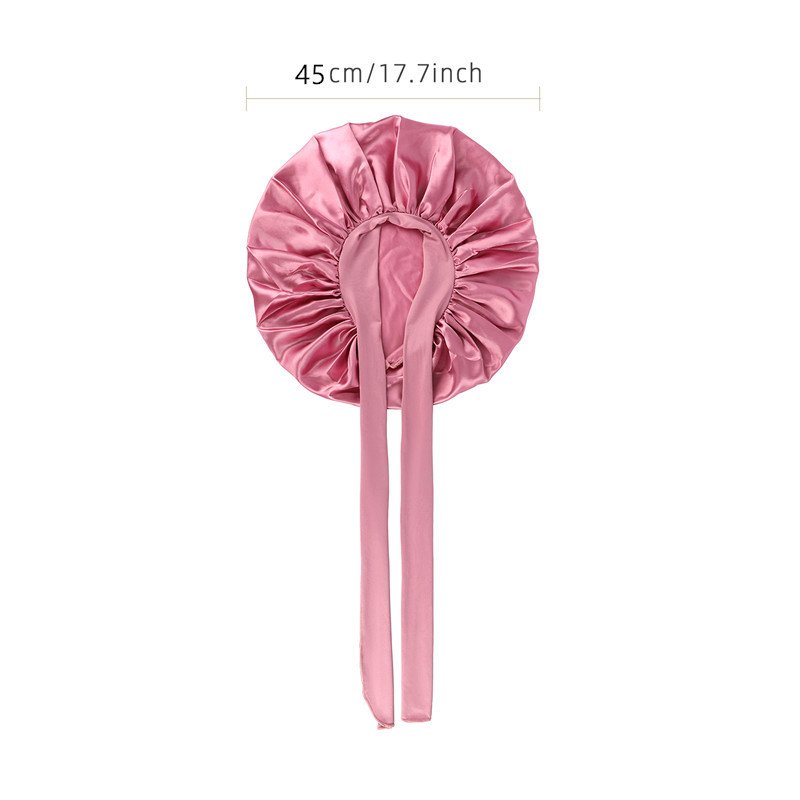 High Quality Extra Large Sleeping Cap Women Hair Care Silk Satin Bonnets With Elastic Head Wrap Tie Band