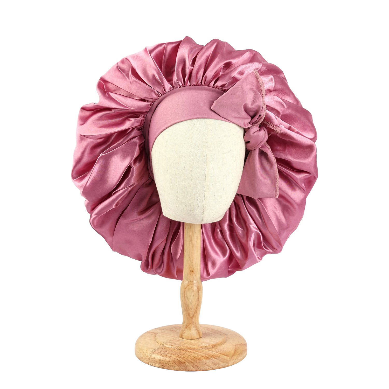High Quality Extra Large Sleeping Cap Women Hair Care Silk Satin Bonnets With Elastic Head Wrap Tie Band