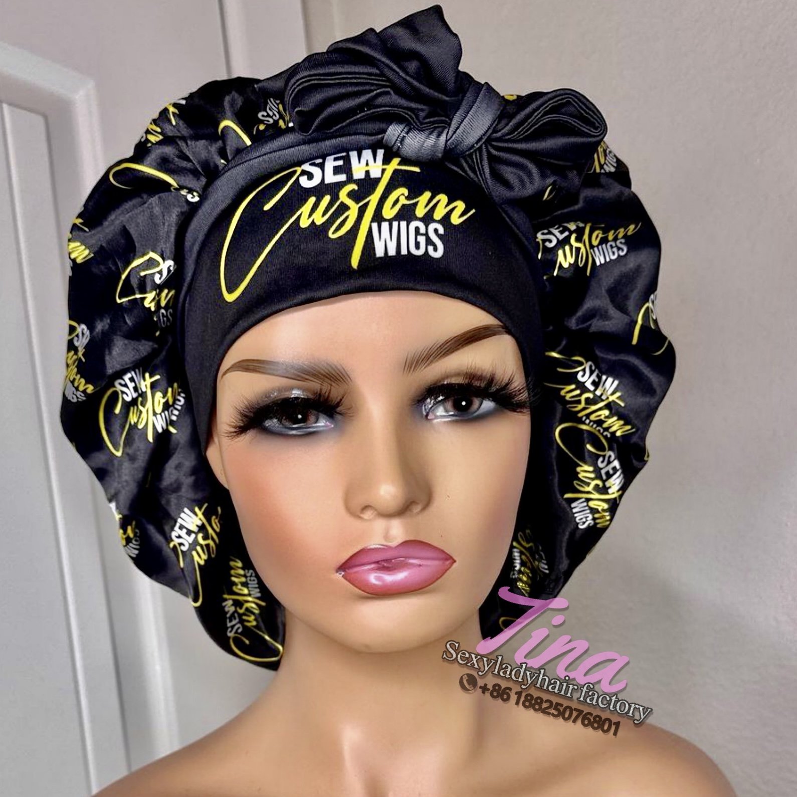 Custom Bonnets Satin Sleeping Cap with band Soft Braid Bonnet Double Layer Designer Bonnets
