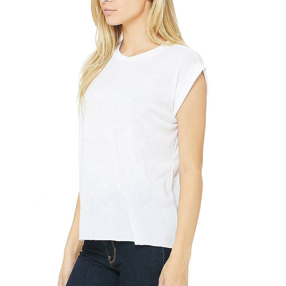 BELLA+CANVAS Women's Flowy Muscle Tee With Rolled Cuffs Stylish breathable Women Running Quick Dry Men T Shirt