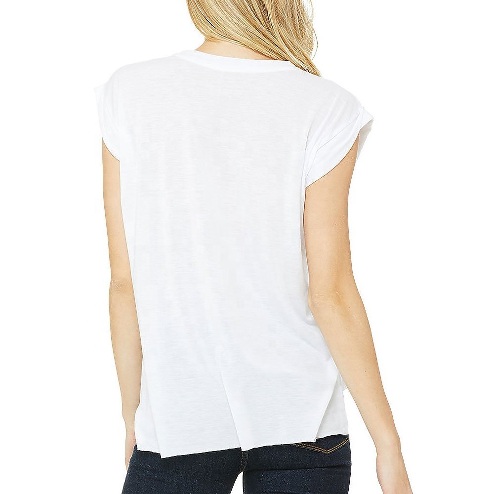 BELLA+CANVAS Women's Flowy Muscle Tee With Rolled Cuffs Stylish breathable Women Running Quick Dry Men T Shirt
