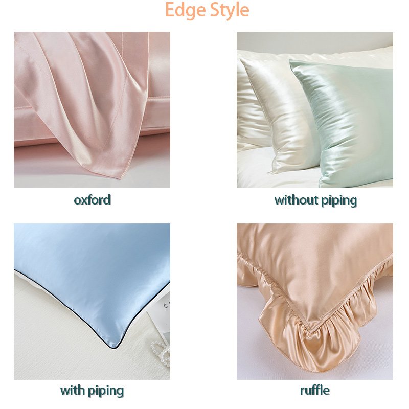 Custom printed embroidery logo silk eye mask and scrunchie silk pillow case 100% pure mulberry silk pillowcase set