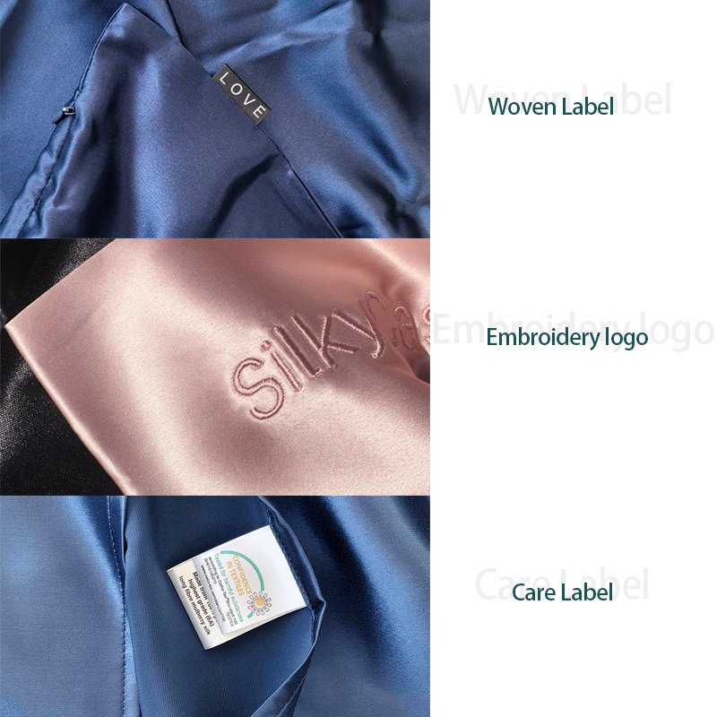 Custom printed embroidery logo silk eye mask and scrunchie silk pillow case 100% pure mulberry silk pillowcase set