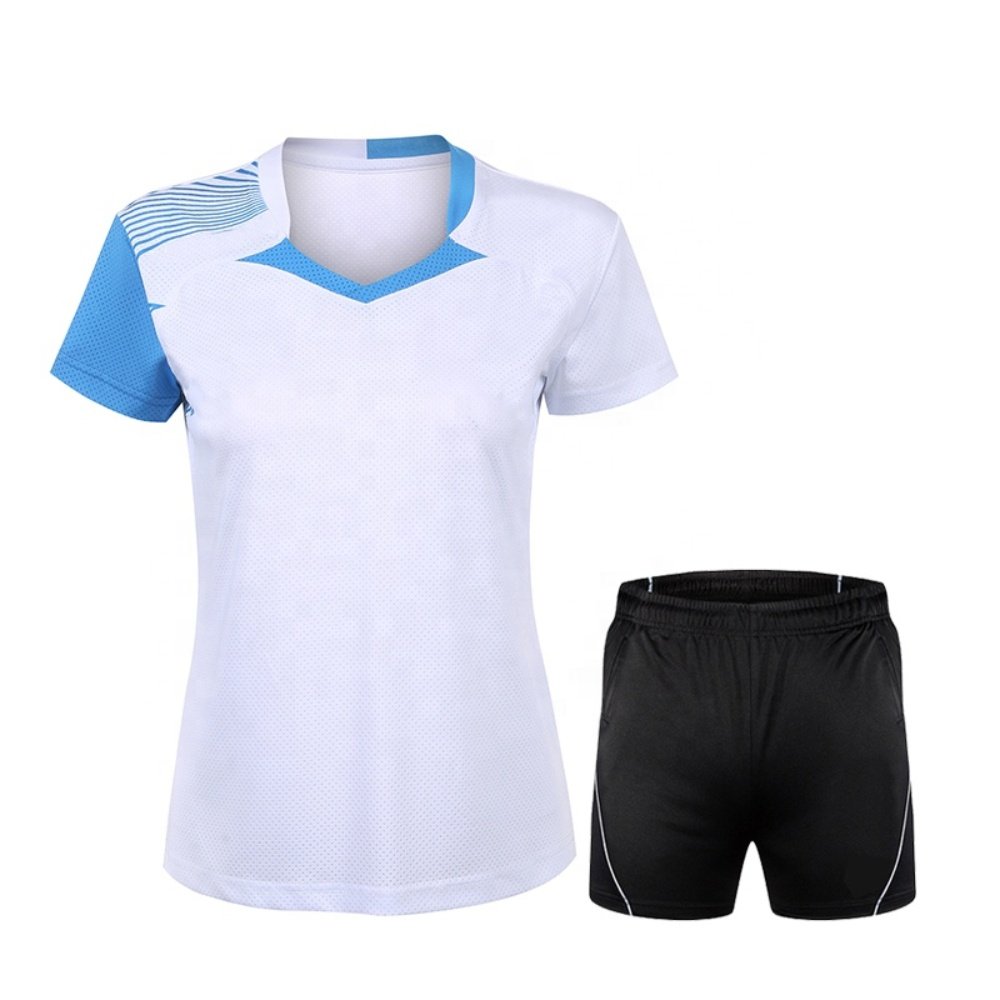 Table Tennis T Shirts and Shorts Sublimated Polyester Breathable Tennis Wear Custom Sport Tennis Skirts for Women are Available