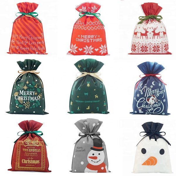 Wholesale Cheap Design Gift Packing Bags Printed Your Own Logo Christmas Party Decoration Customer Gift Bags