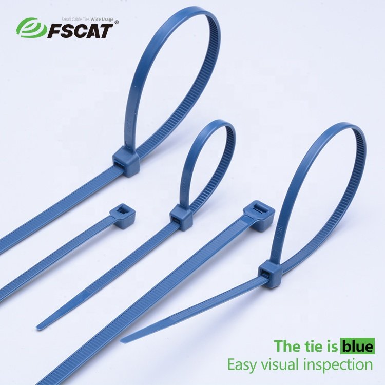 FSCAT 7.6*370mm Various specifications of Metal Detectable Cable Zip Ties PA66 cable Tie Wrap easy to see