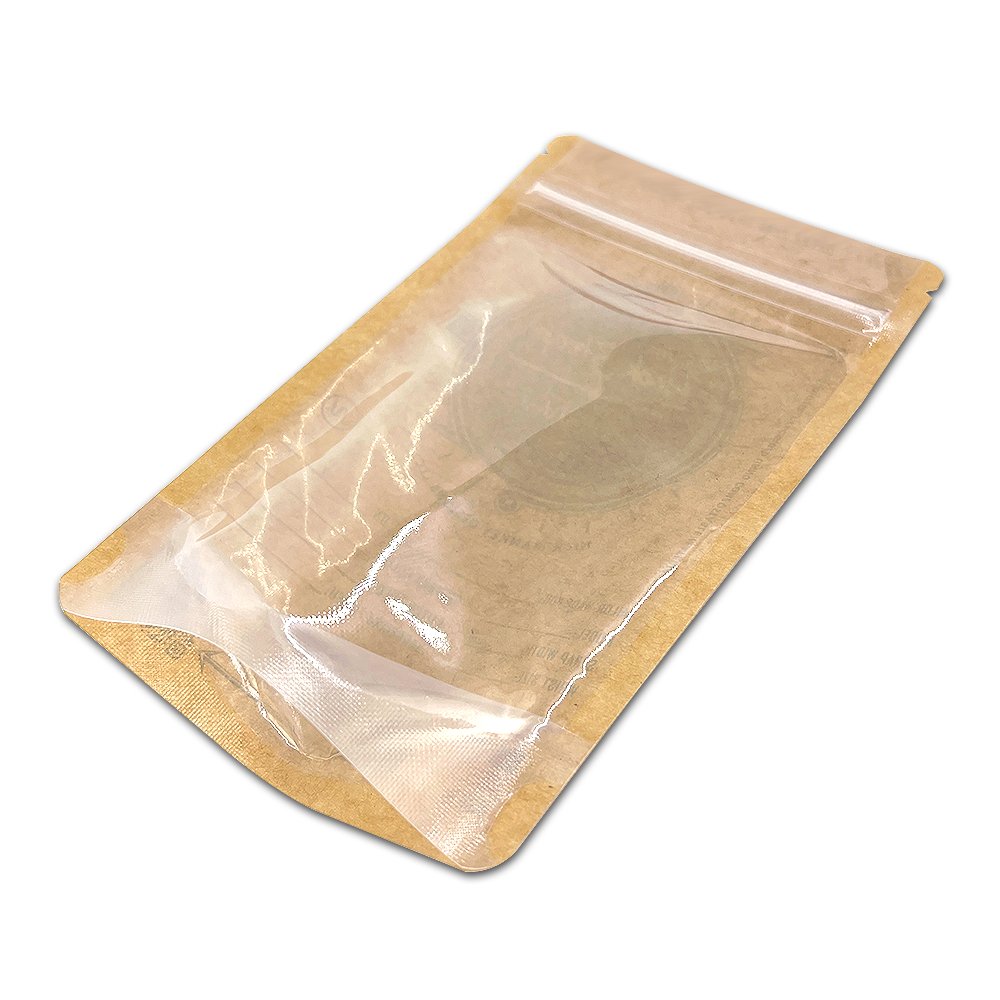 Biodegradable Recycled Customized Stand Up Pouches Dry Food Packaging Brown Kraft Paper Bags With Clear Window