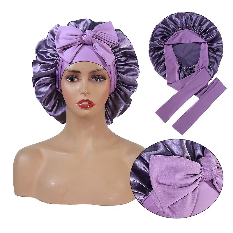 Bonnet for Sleeping Extra Satin Silk Bonnet for Sleeping Women with Tie Band for Curly Hair Jumbo Bonnet Braids