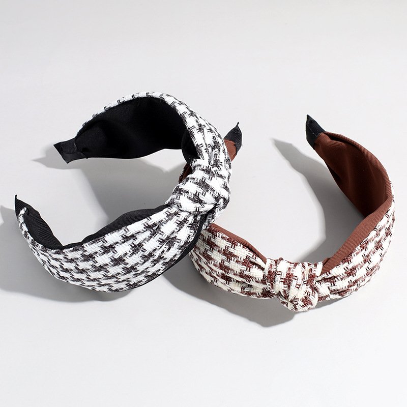 Banda Para El Cabello Classic Houndstooth Knot Headband Girl's Makeup Spa Hairbands Women Fashion Designer Hair Accessories