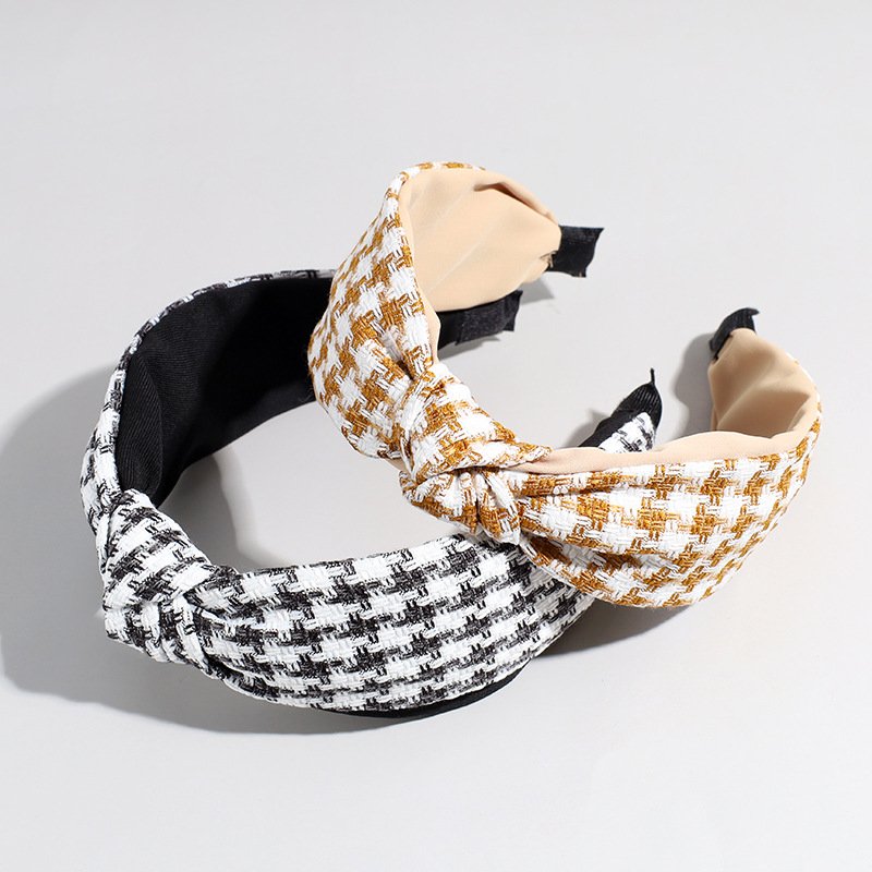 Banda Para El Cabello Classic Houndstooth Knot Headband Girl's Makeup Spa Hairbands Women Fashion Designer Hair Accessories