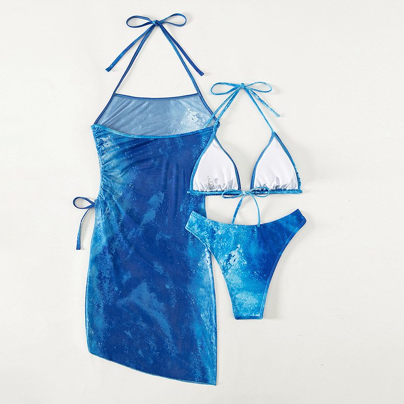 2025 Hot sale beachwear women 3 piece bikinis set cover up swimwear dress
