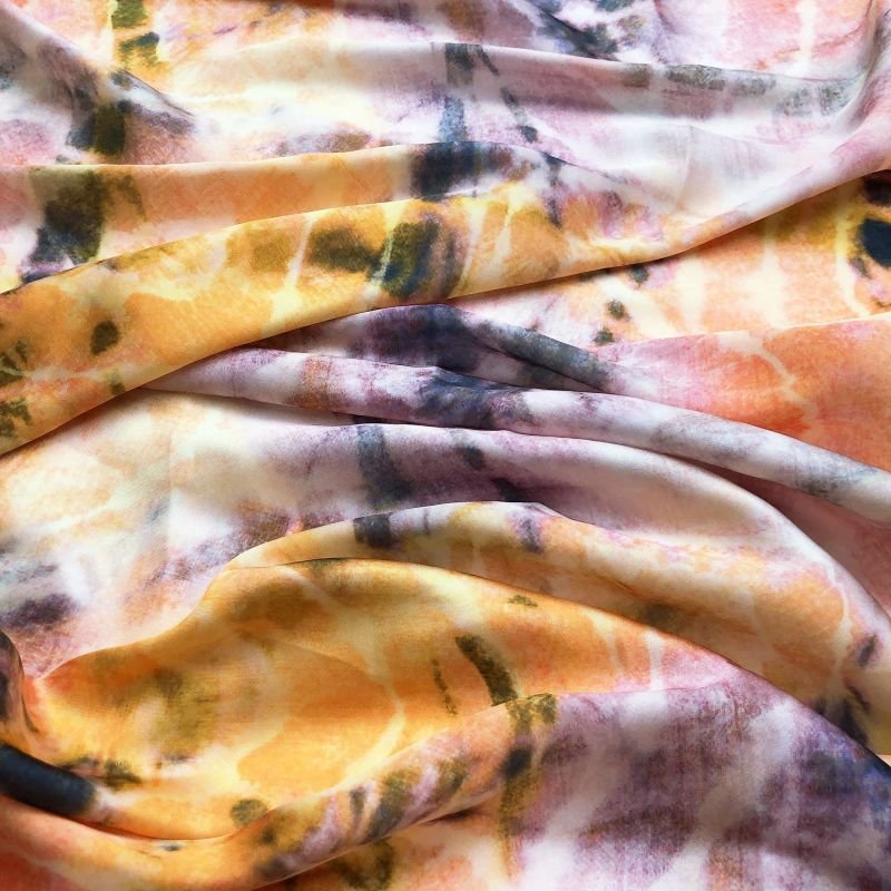 Low MOQ Tie Dye Designs Digital Print Polyester Soft Smooth Satin Chiffon for Clothing