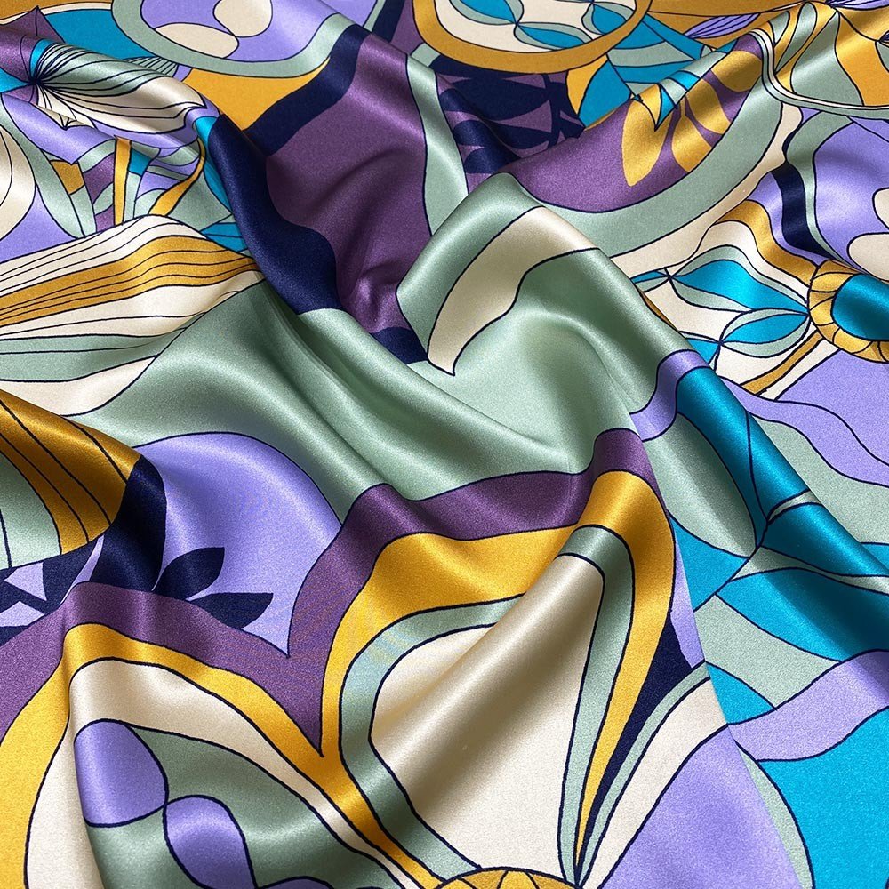 Floral Printed Ice Tie Dye Satin Silk Fabric 16mm19mm22mm Heavy 100% Pure Silk Charmeuse Silk Fabric