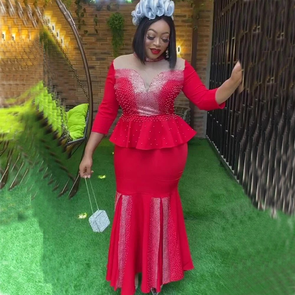 African Clothes for Women Two Pieces Sets Tops And Skirts Suits Dashiki Ankara Outfits Plus Size Turkey Wedding Party Dress 2023