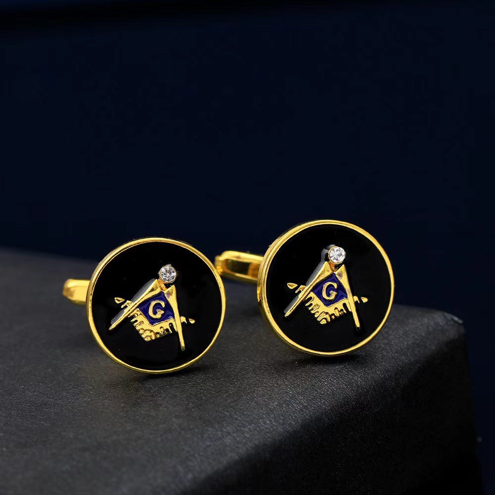 2024 new boyi High Quality gift Factory Price Customized Masonic Compasses Freemason Mason Cuff links and Tie Clip Set