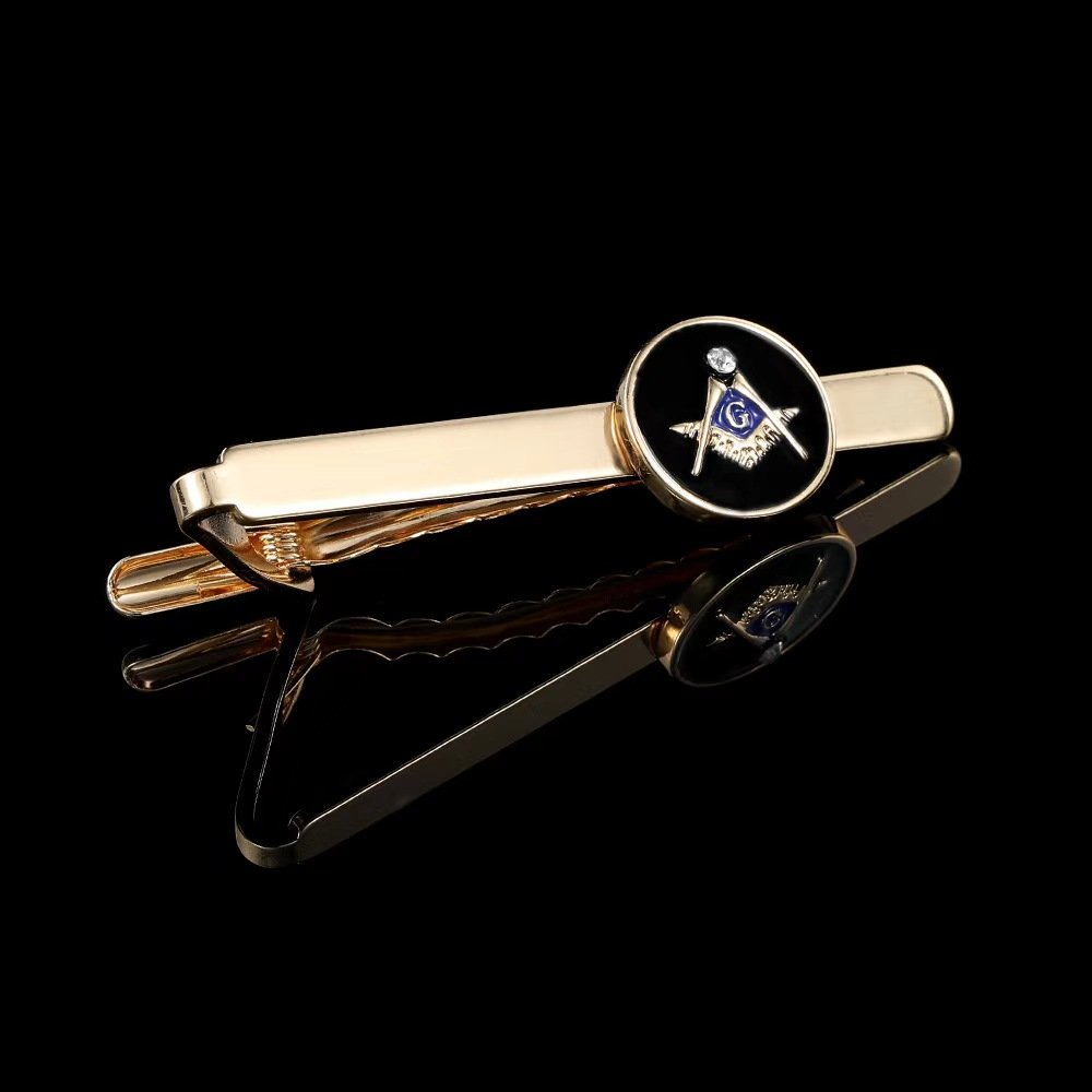 2024 new boyi High Quality gift Factory Price Customized Masonic Compasses Freemason Mason Cuff links and Tie Clip Set