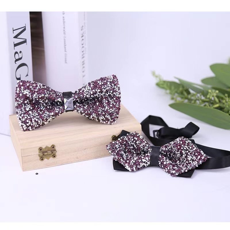 Luxury party wedding bowtie high quality rhinestone butterfly diamond bow tie
