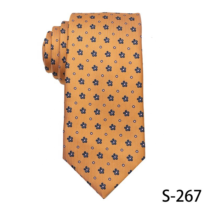 New Designs Colorful High Quality 100% Polyester Ties For Men Made In China Cheap Price Hand Made Brown And Yellow Ties