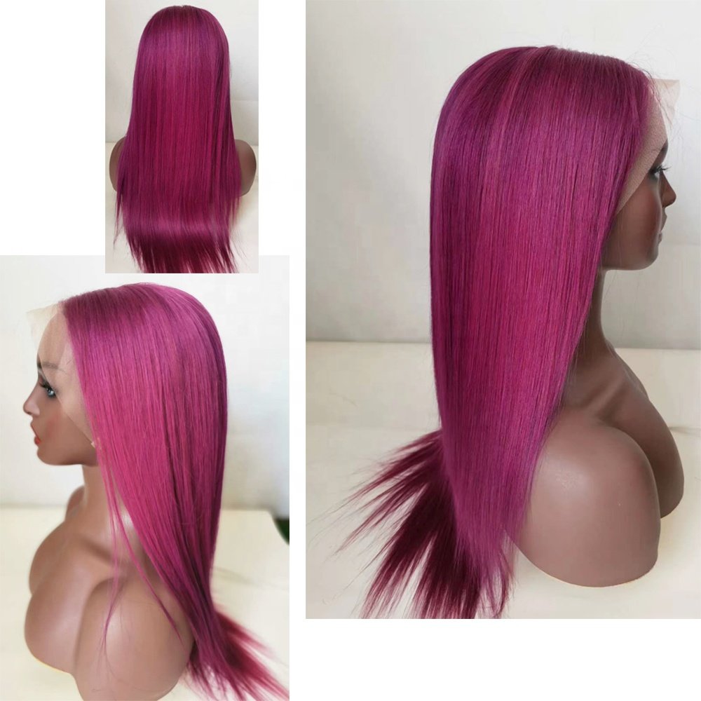 Xuchang Longguan Human Hair Neon Pink straight Vietnamese raw hair 13x4 Lace Front Wigs For Black Women