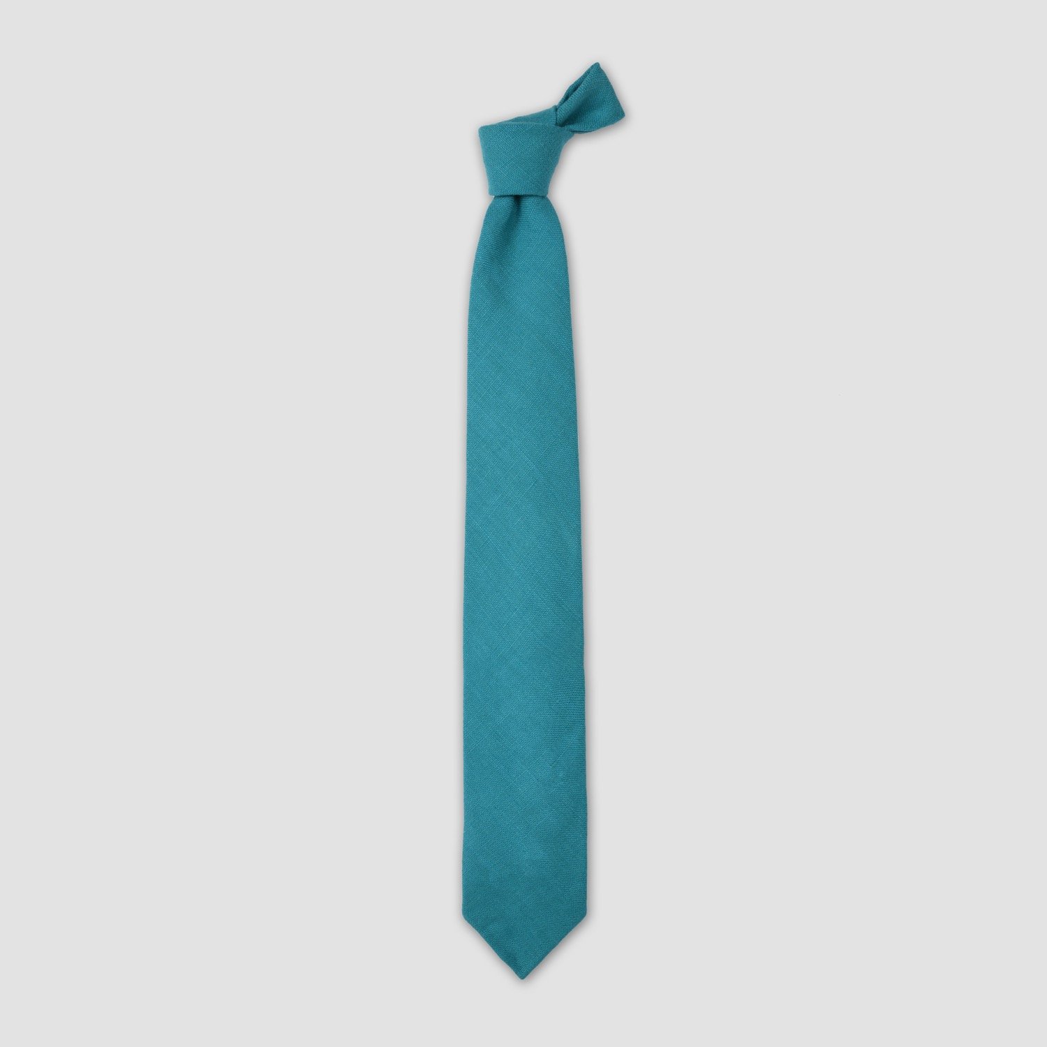 Tailored Bespoke Bottle Blue Linen Tie - Italian Artisan Craft Product - Elegance for Formal Occasions