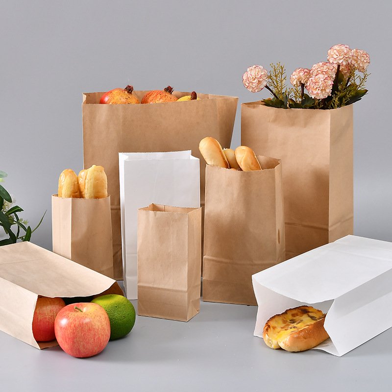 Wholesale Eco friendly Custom Logo Sample Food Grade Transparent With Window Toast Loaf Bakery Kraft Bags Bread Paper Bag