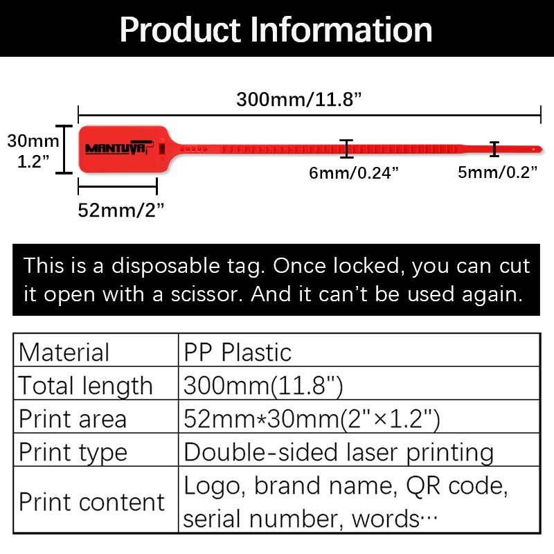 Free Charge Customized Printing Logo Disposable Plastic Garment Security Seals Hang Tags Zip Tie for Clothes Shoes Bags