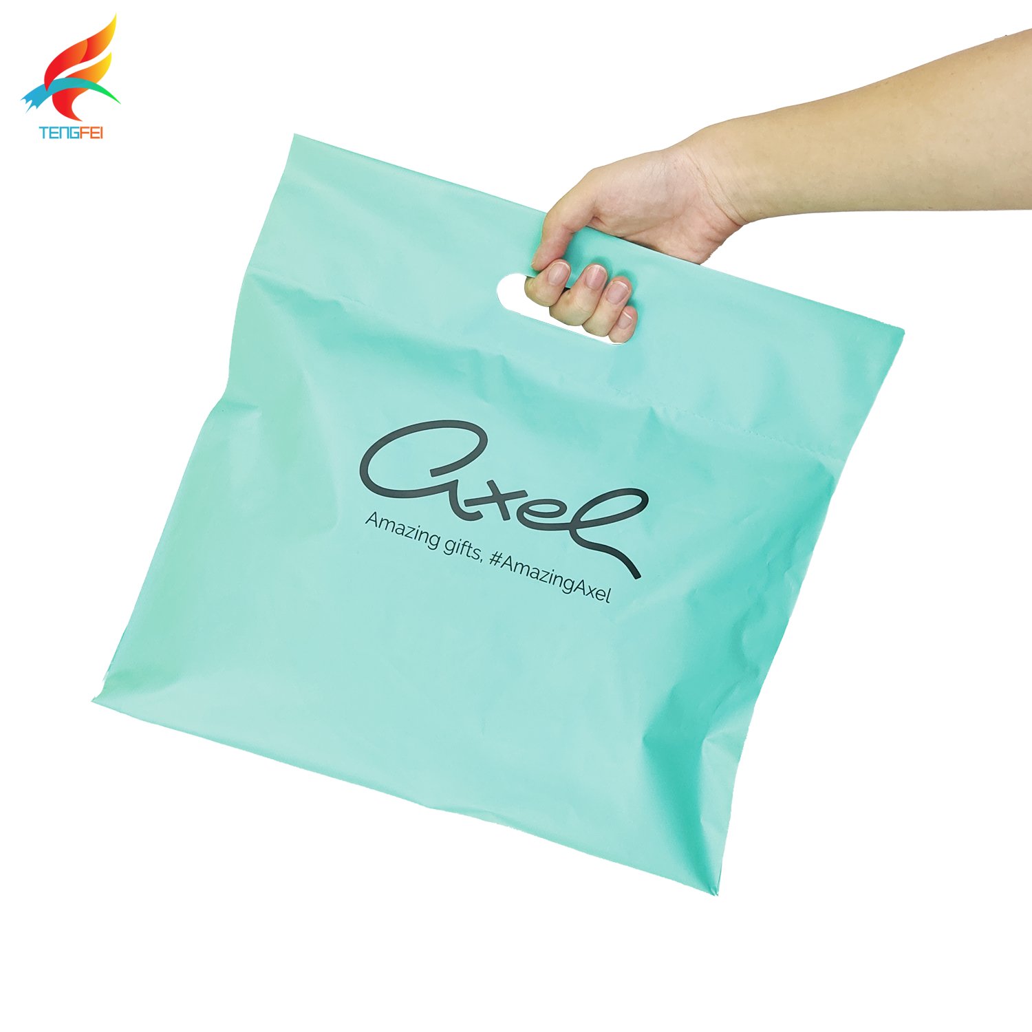 Custom Logo Sealing Adhesive Poly Plastic Winter clothes Mailing Bags with handle