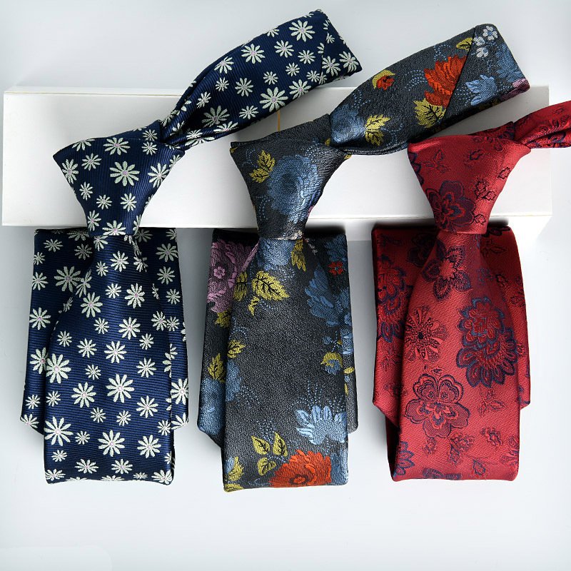 Original 8cm Natural Tie Handmade Logo Fashion Men's Tie Multicolor Men's Jacquard Tie Business Dress Casual Party